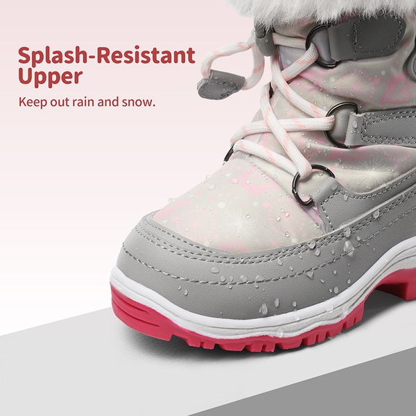 Kids Non-Slip Fur Lined Snow Boots - GRAY WHITE - 2